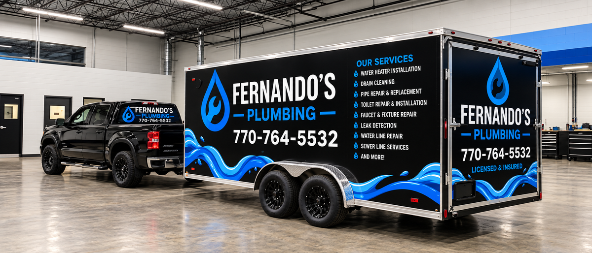 Fernando's Plumbing black and blue truck and trailer wrapslider_item_HPhMp8